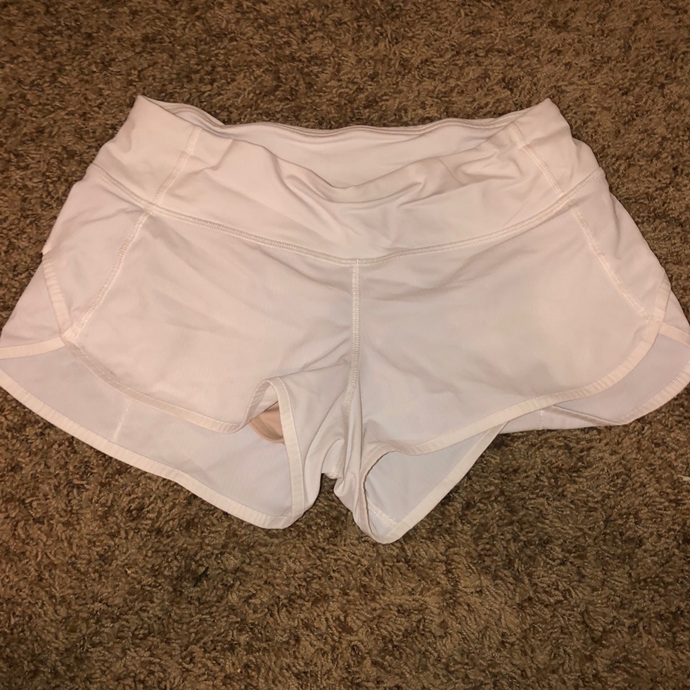 White Lululemon Speed Shorts